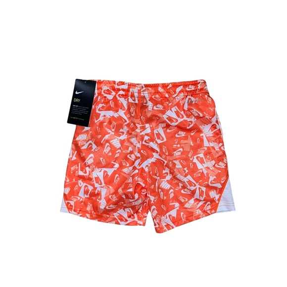 Nike Dri-FIT Orange Logo Print Basketball Shorts Kids 4/XS NWT - Picture 3 of 3